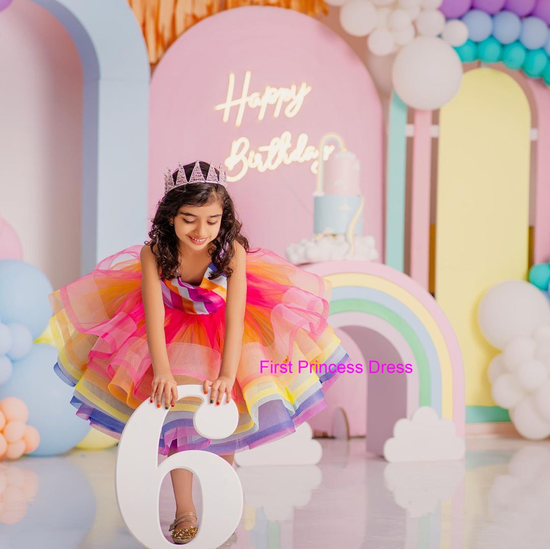 Multicolored Unicorn Styled Birthday Party Dress