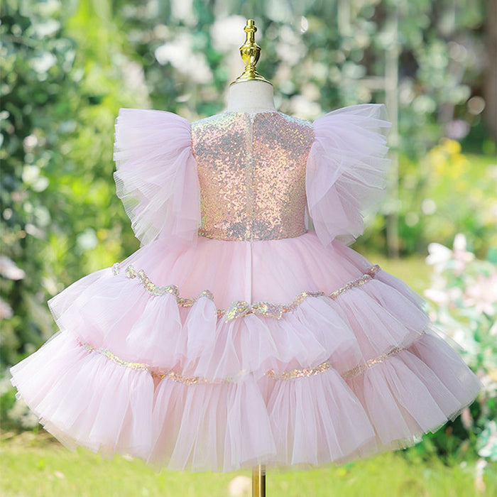 Sequin Birthday Party Dress With Wing Shoulders