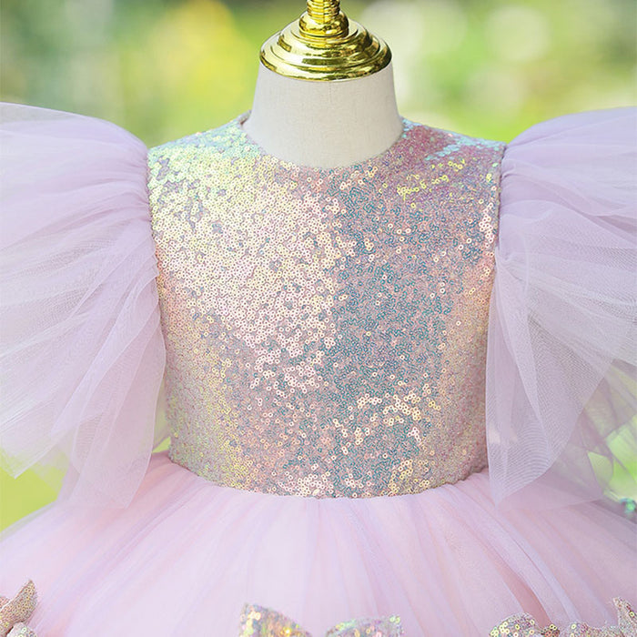Sequin Birthday Party Dress With Wing Shoulders